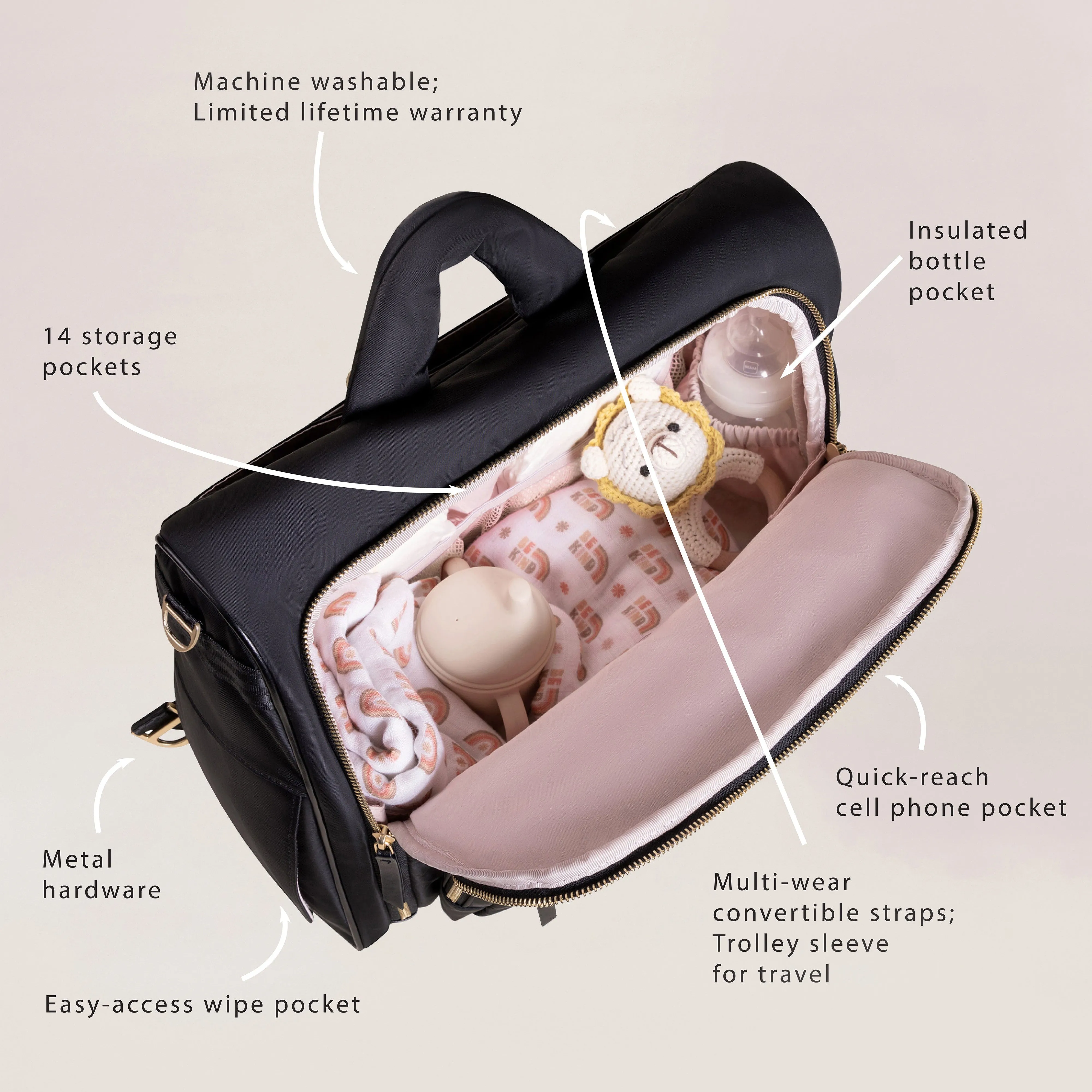 Jujube Satchel Diaper Bag | Black