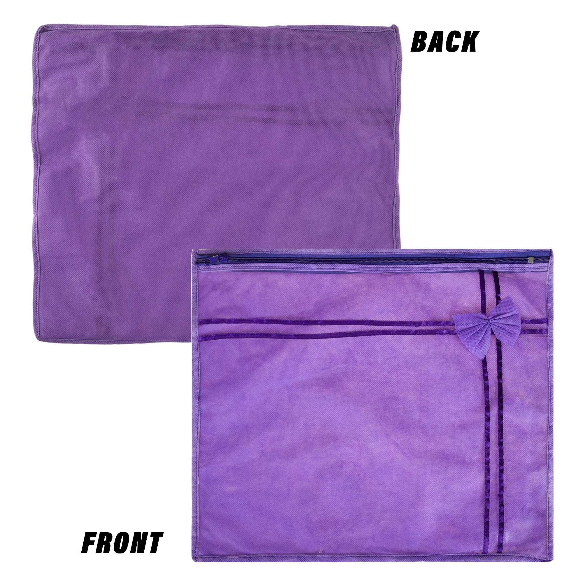 Kuber Industries Saree Cover | Clothes Storage Bag | Single Packing Saree with Zip Closure | Wardrobe Organizer | Cloth Stoarge Organizer | Bow-Design | Pack of 12 | Purple