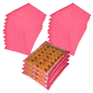 Kuber Industries Saree Cover | Clothes Storage Bag | Single Packing Saree with Zip Closure | Wardrobe Organizer | Cloth Stoarge Organizer | Plain Saree Cover | Pack of 24 | Pink