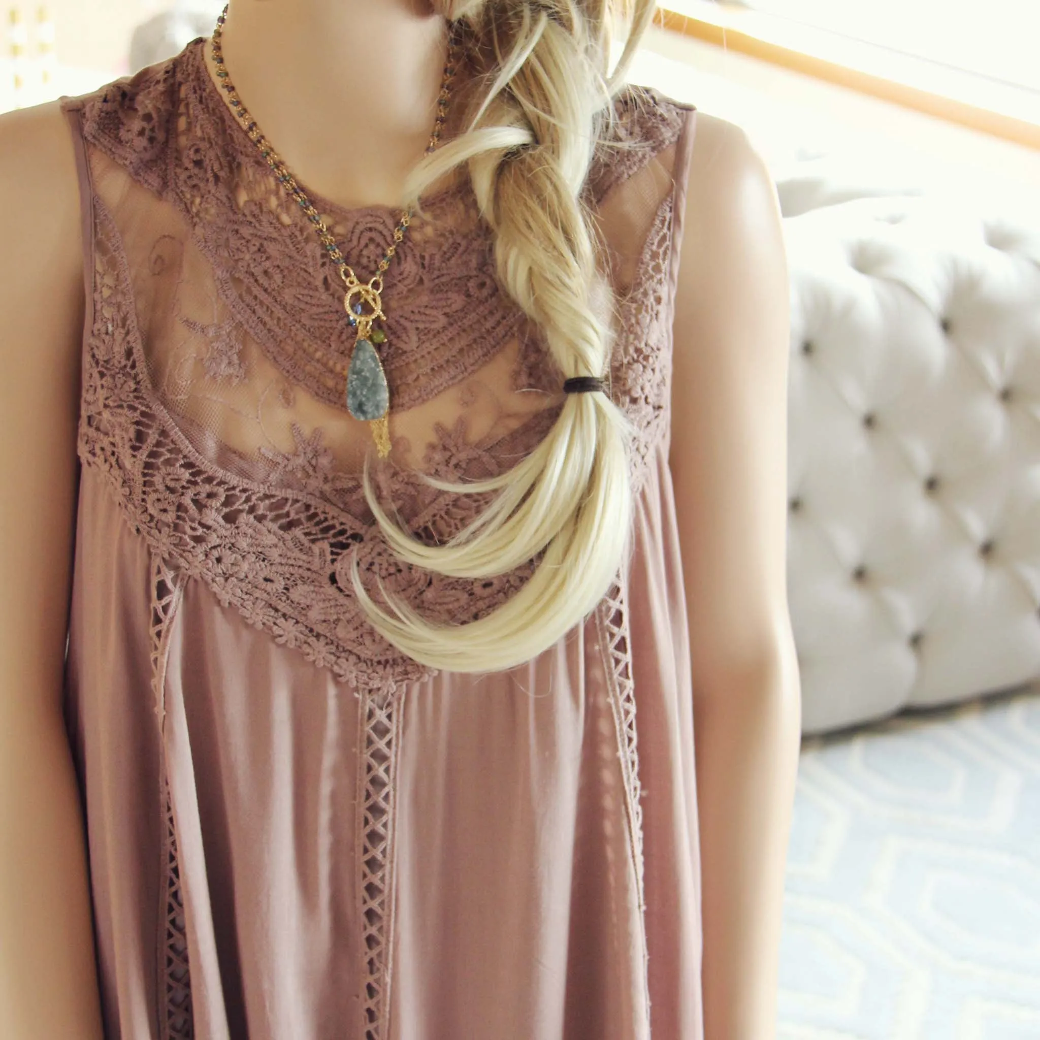 Lace Gypsy Dress in Taupe