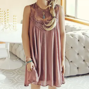 Lace Gypsy Dress in Taupe