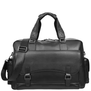 Leather Holdall Mid Size Weekend Bag Kensington Black