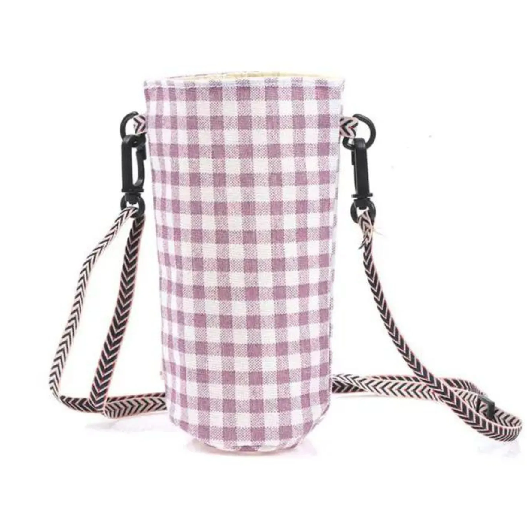 Lined Fabric Water Bottle Sling Crossbody Holder [4 Pattern Options]