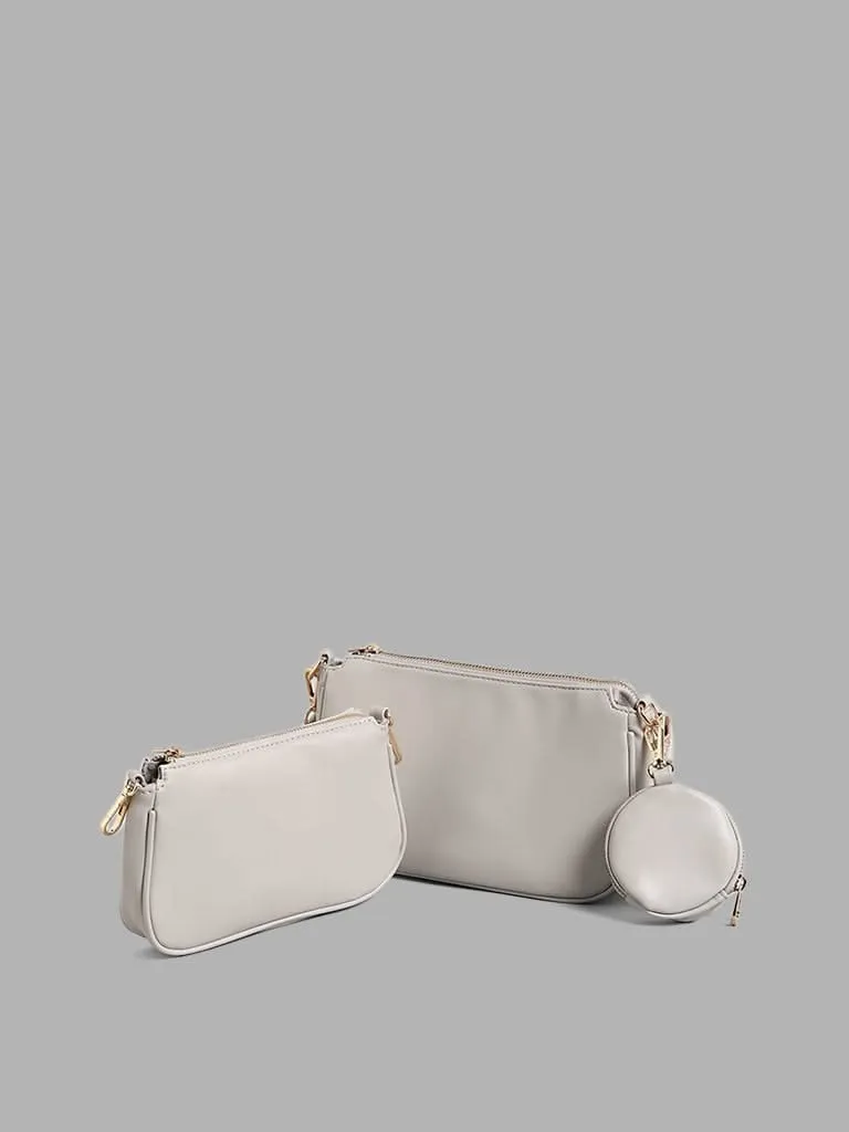 LOV Grey Sling Bag With Pouch Set
