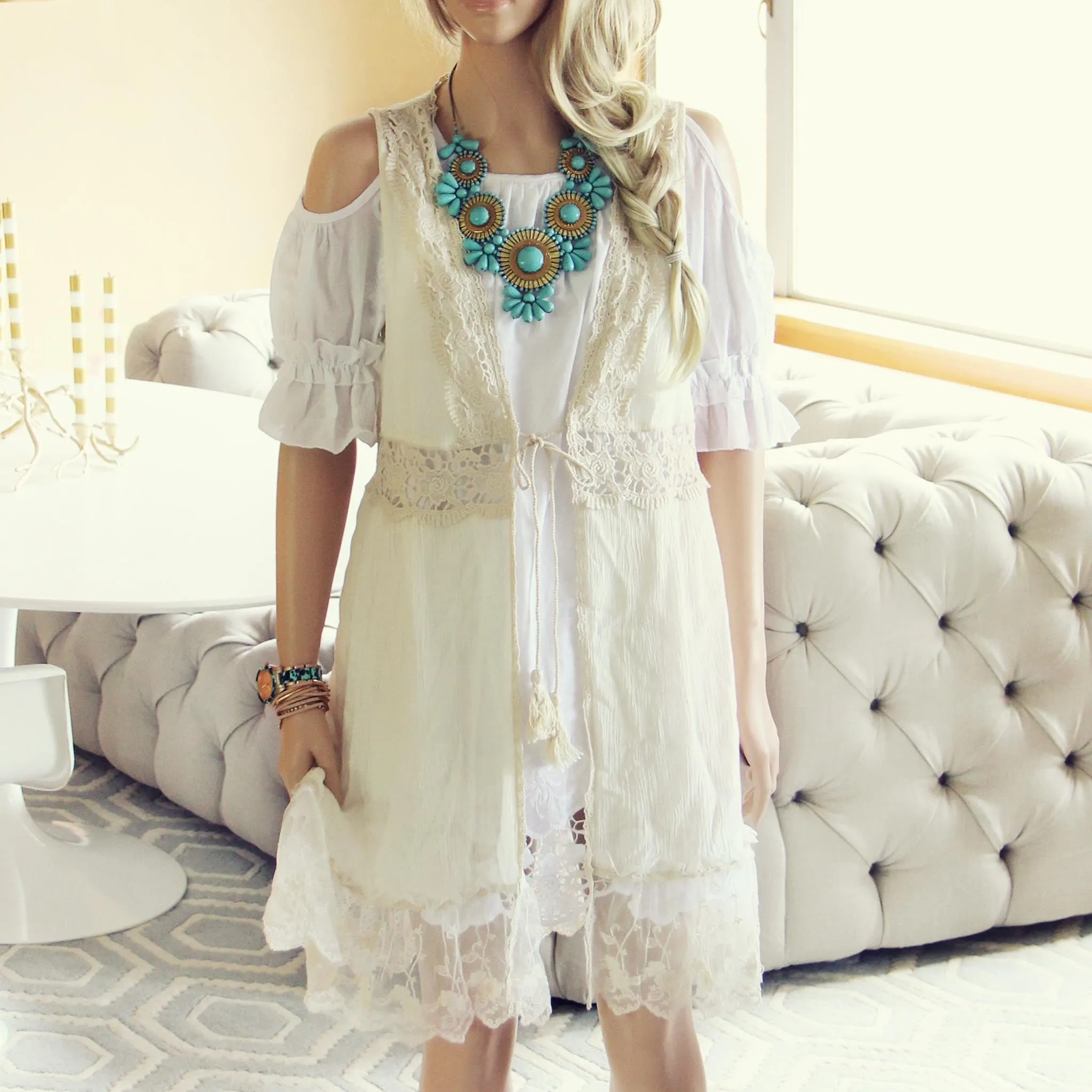 Marrakesh Lace Duster in Cream