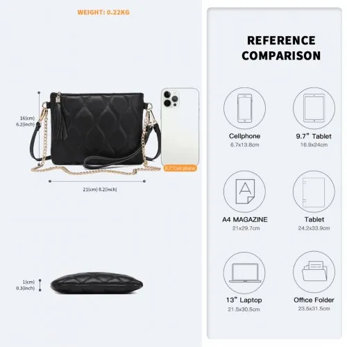 Miss Lulu Small PU Leather Soft Crossbody Bag - Black | Elegant & Versatile Accessory
