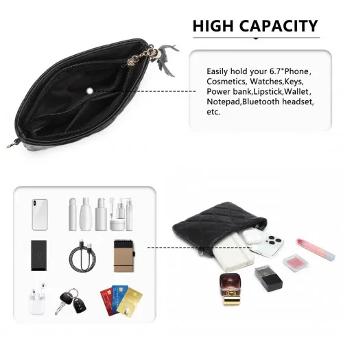 Miss Lulu Small PU Leather Soft Crossbody Bag - Black | Elegant & Versatile Accessory
