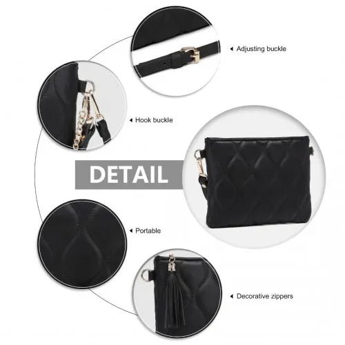 Miss Lulu Small PU Leather Soft Crossbody Bag - Black | Elegant & Versatile Accessory