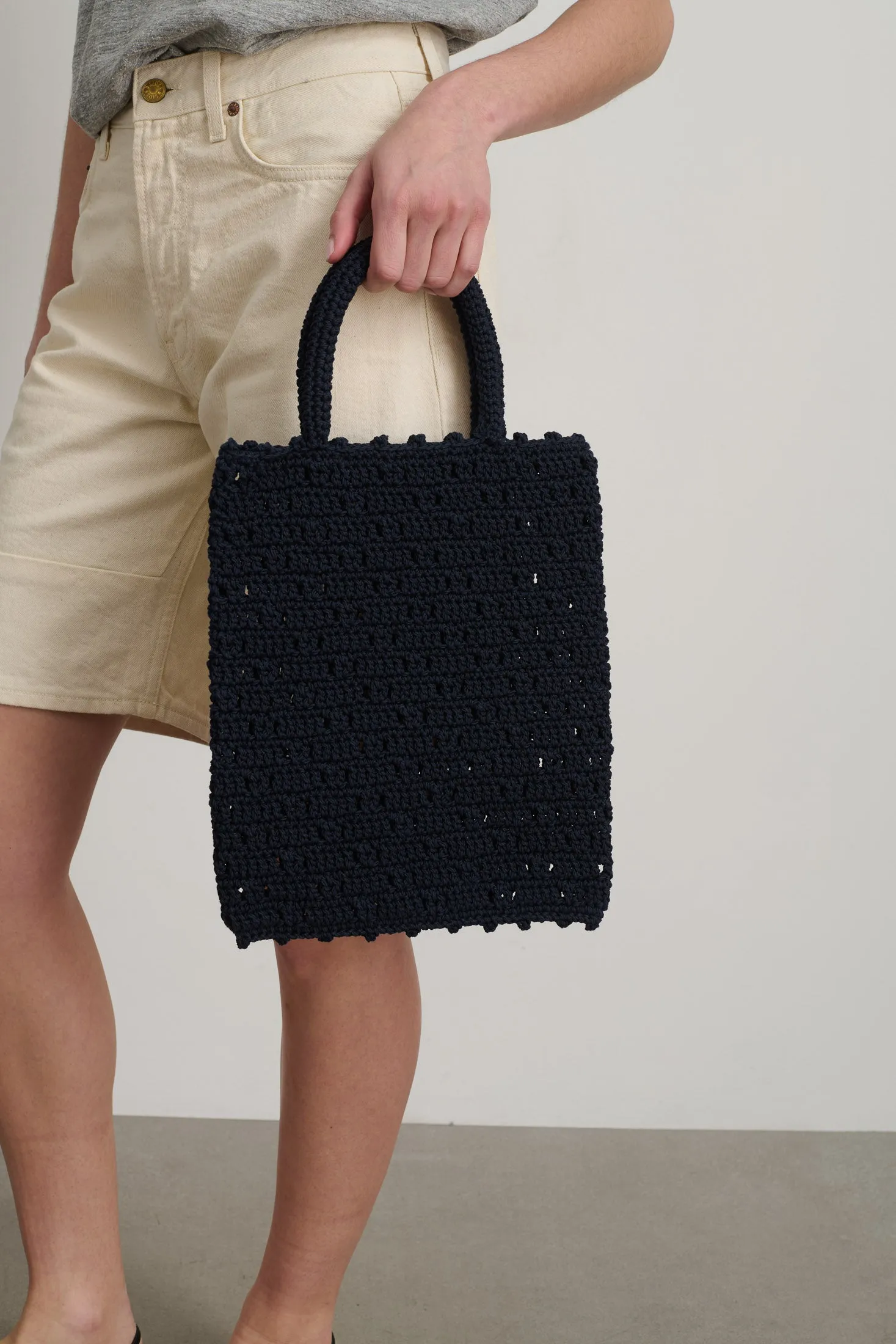 Nico Crochet Tote Navy