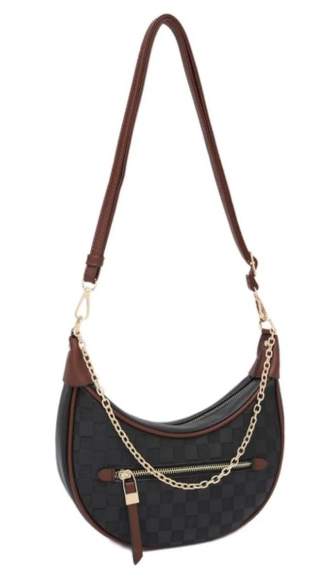 Nova Chain Monochromatic Checkered Detail Crossbody