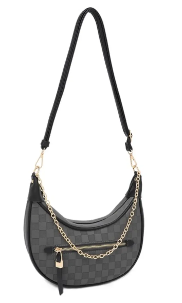 Nova Chain Monochromatic Checkered Detail Crossbody