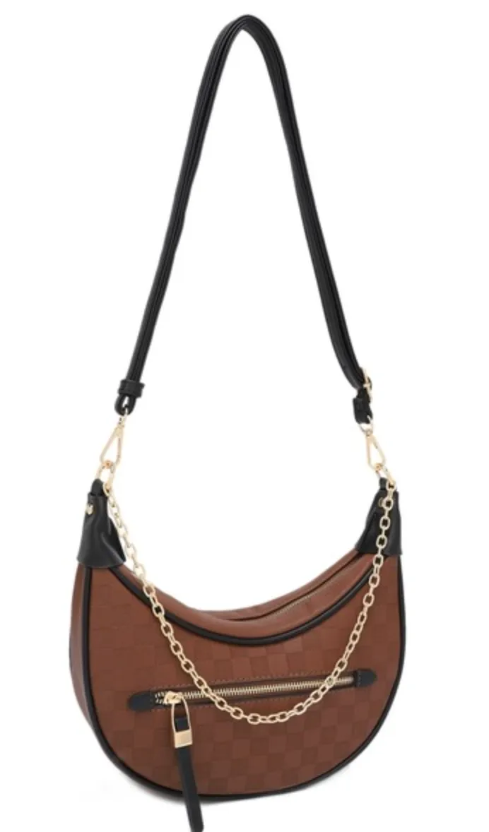 Nova Chain Monochromatic Checkered Detail Crossbody