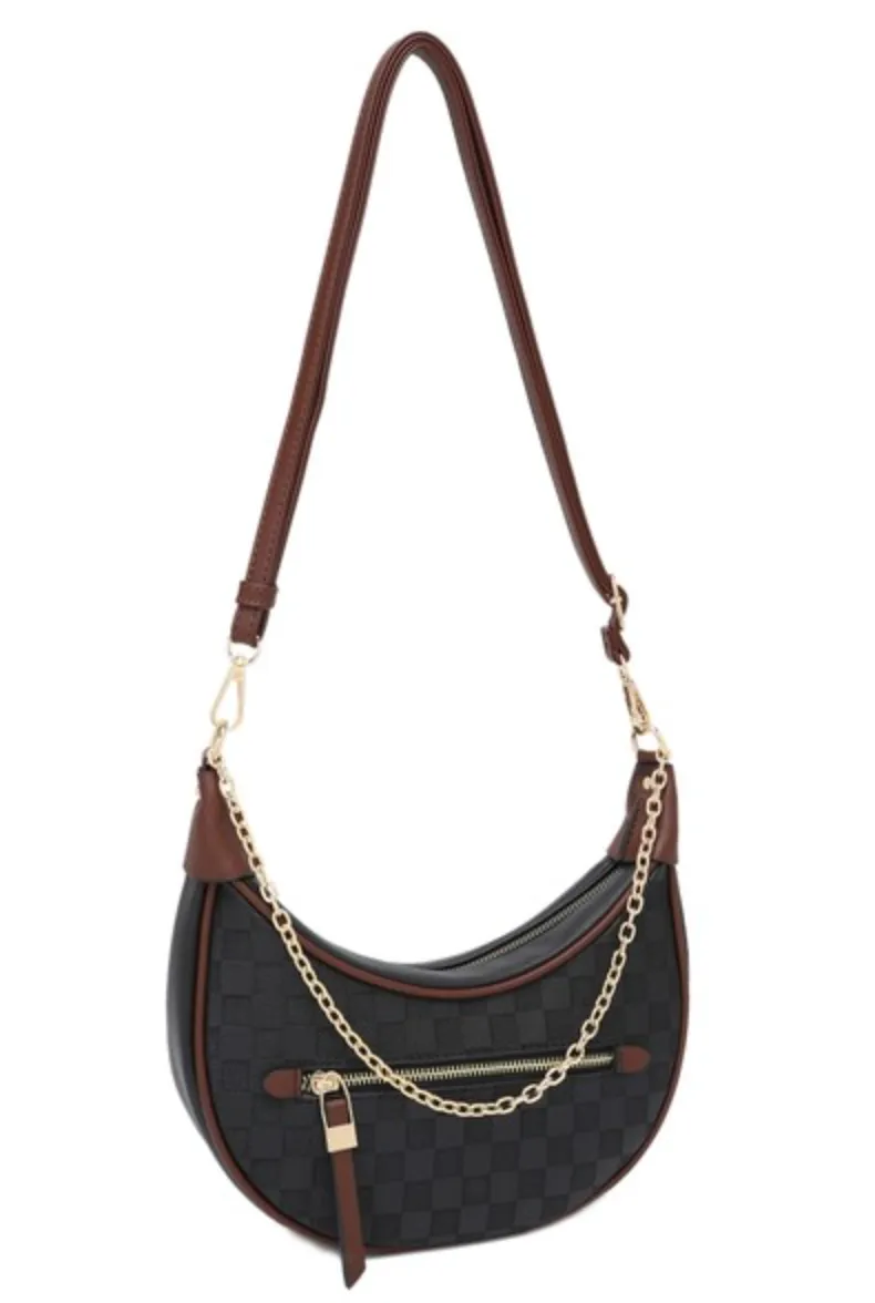 Nova Chain Monochromatic Checkered Detail Crossbody