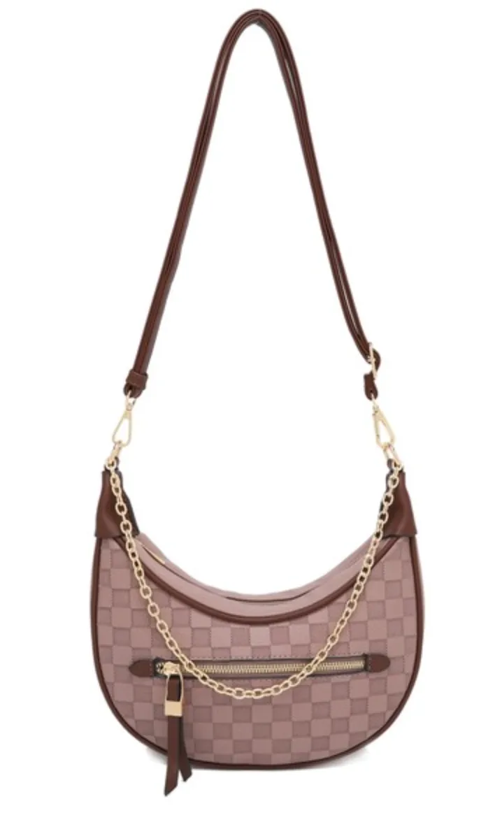 Nova Chain Monochromatic Checkered Detail Crossbody