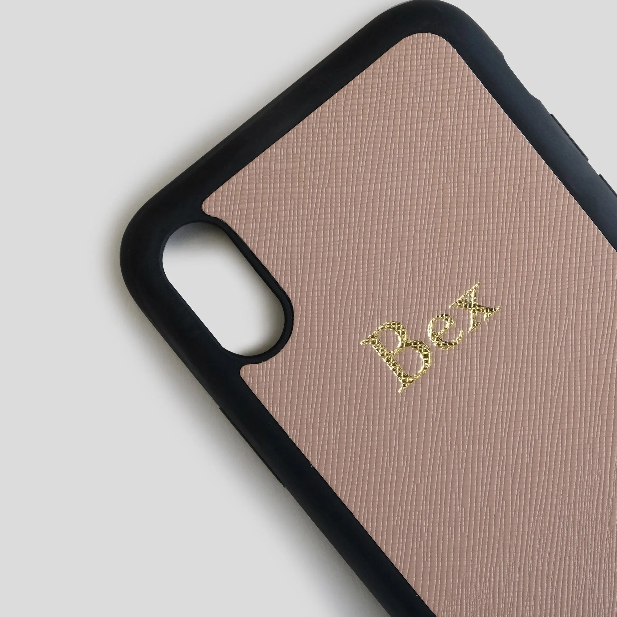 Nude Saffiano Leather IphoneX/XS Case