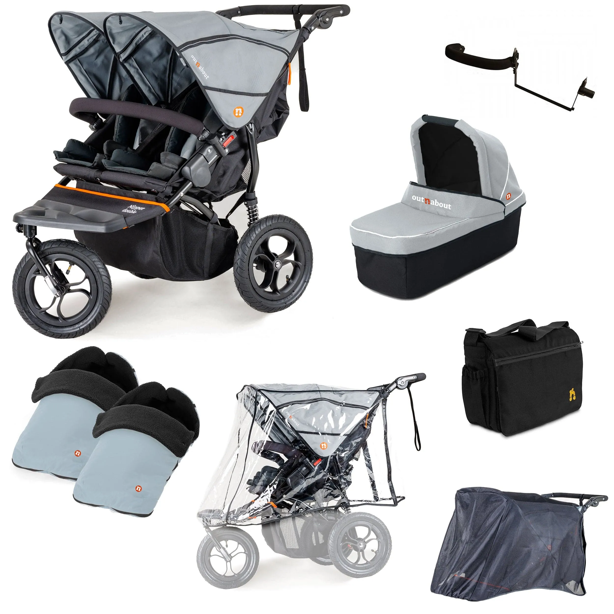 Out n About Nipper Double Duo Ultimate Bundle in Rock Salt Grey