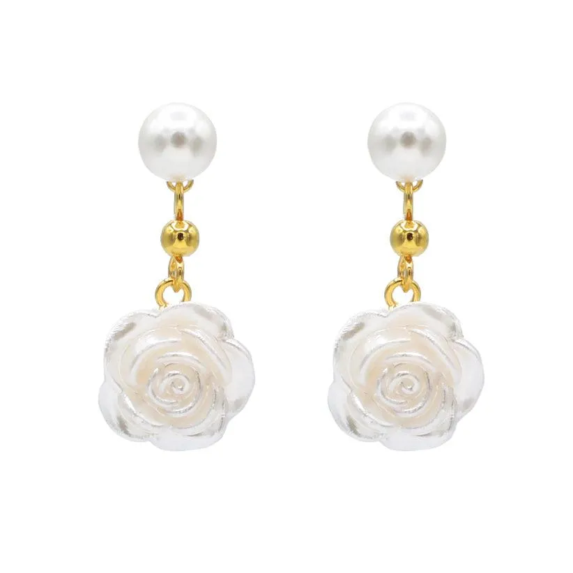 Pearl Rose Earrings