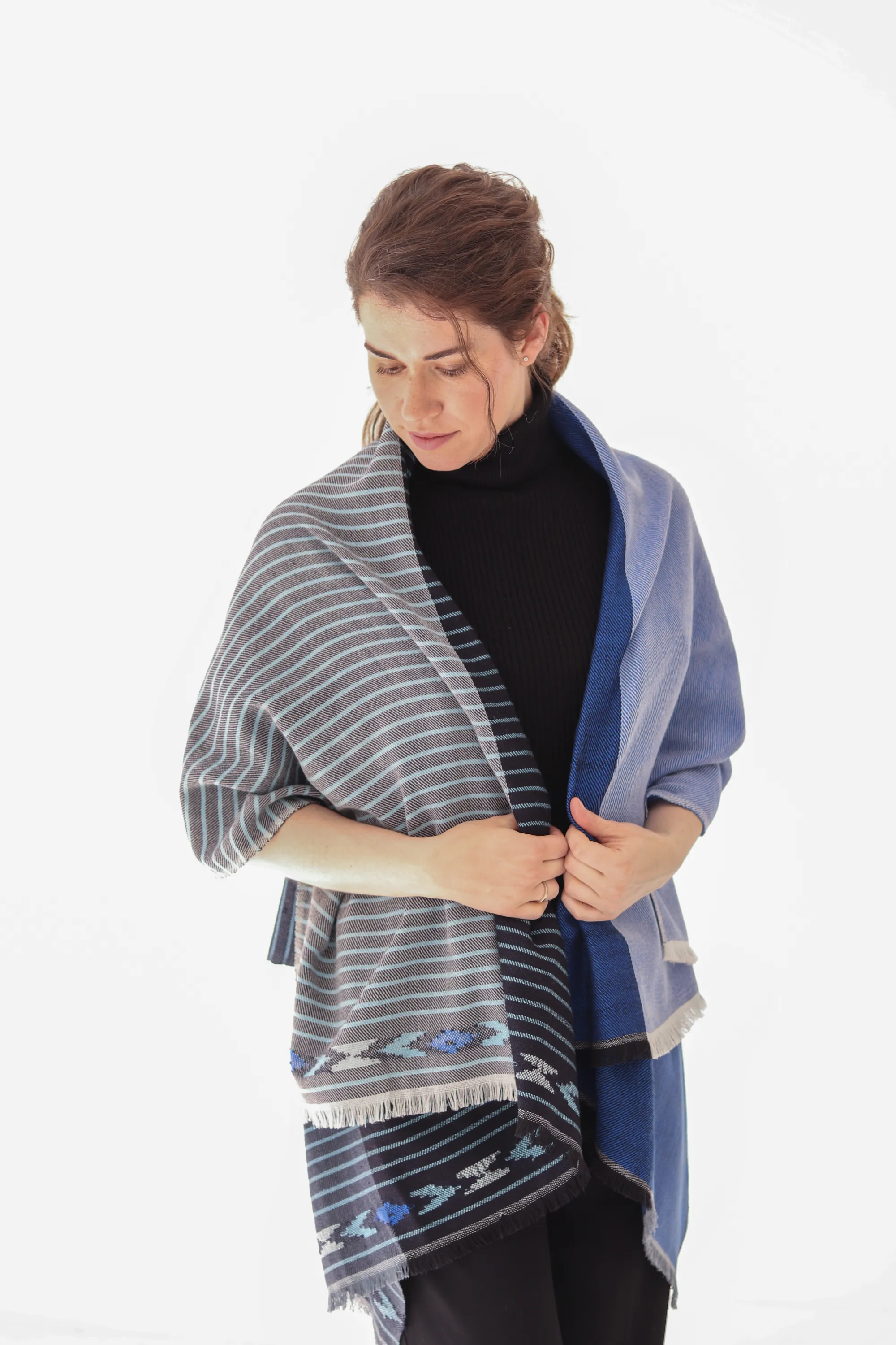 PETITE Light Wool Cape Fusion Blue