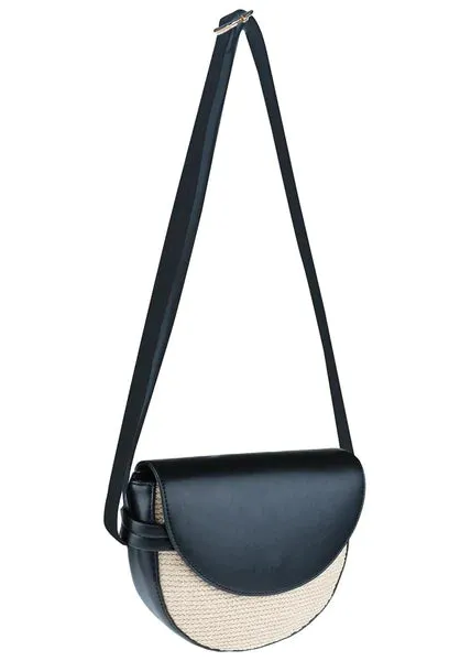 Raffia And Faux Leather Bag