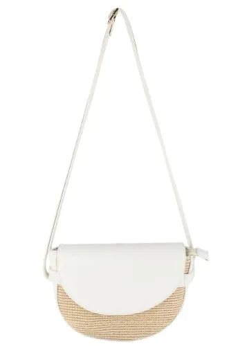Raffia And Faux Leather Bag