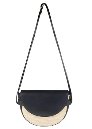 Raffia And Faux Leather Bag