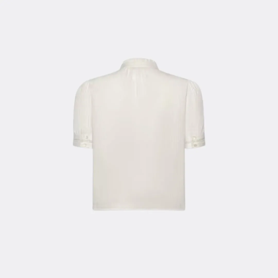 Ruffle Collar Inset Lace Top (White)