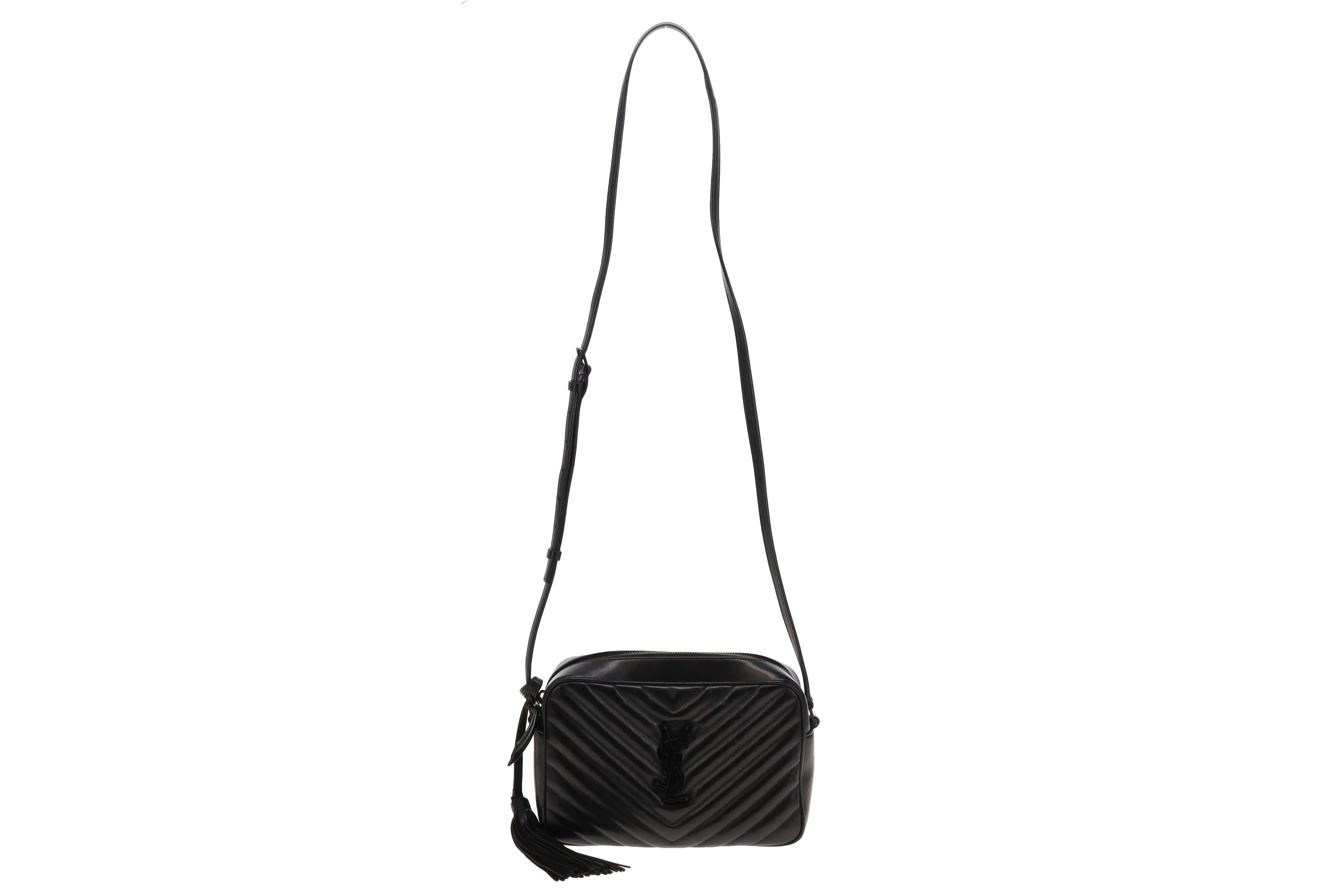 Saint Laurent All Black Chevron Lou Camera Bag 2020