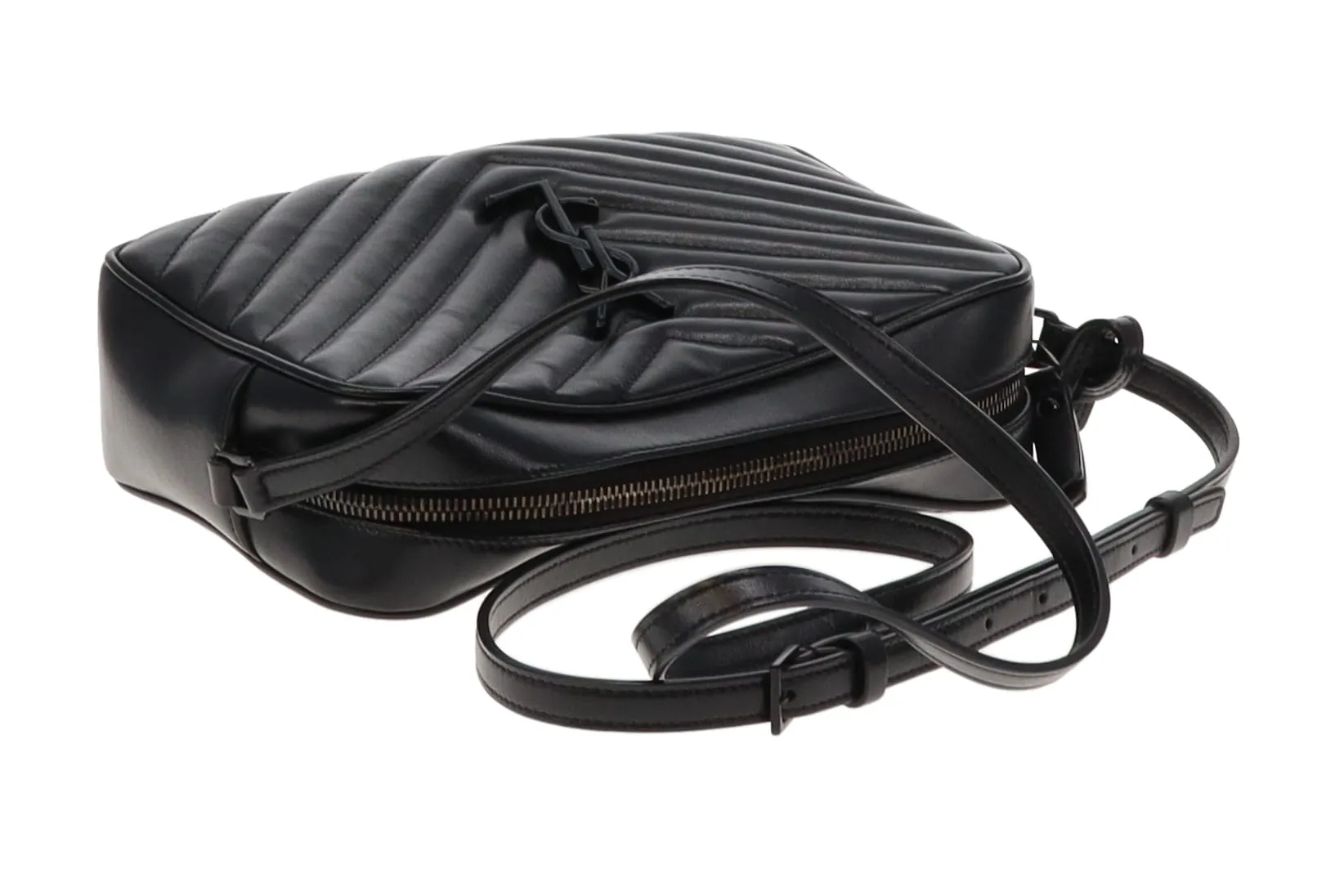 Saint Laurent All Black Chevron Lou Camera Bag 2020
