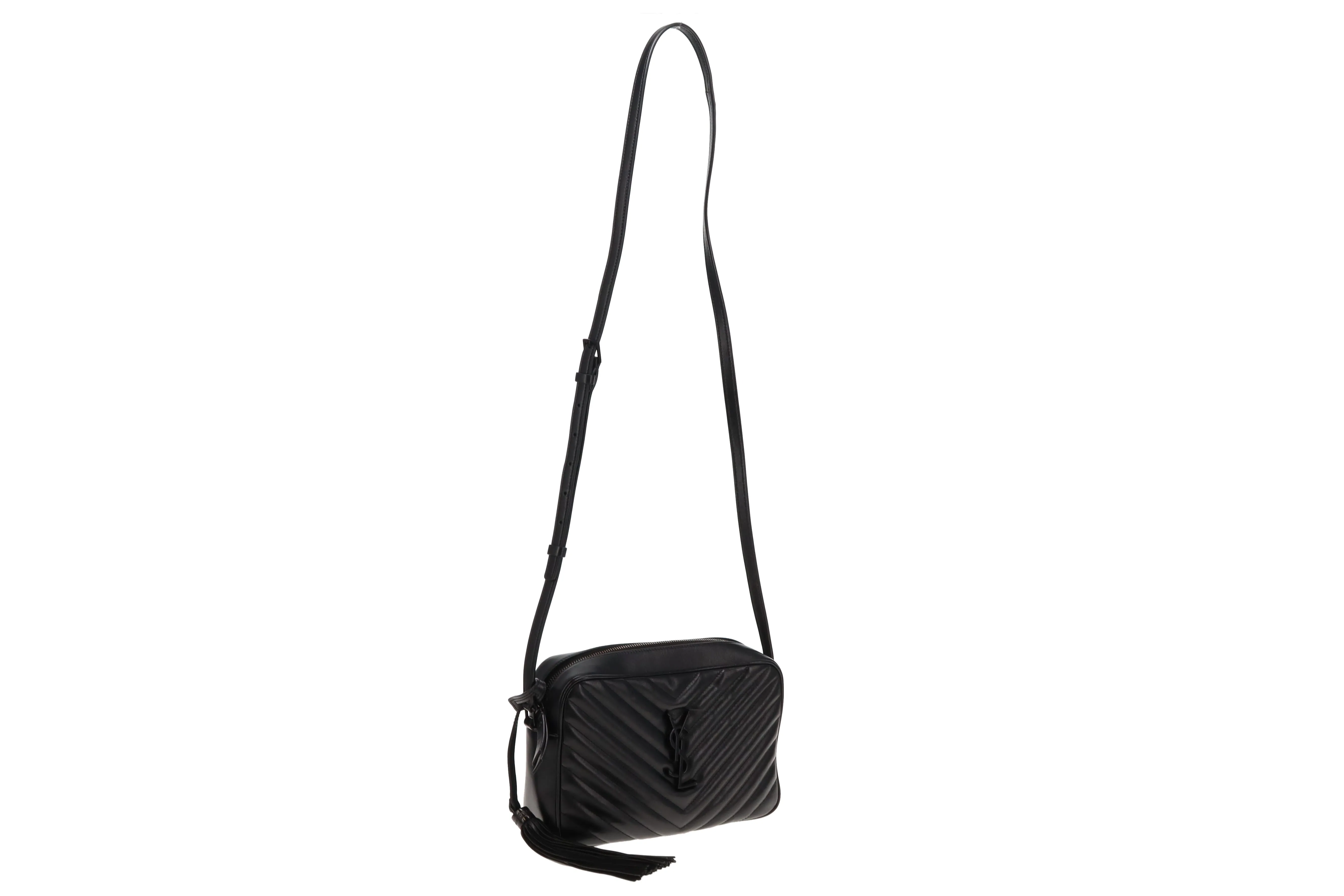 Saint Laurent All Black Chevron Lou Camera Bag 2020