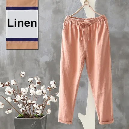 Simple Basic Shift Solid Linen Pants