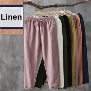 Simple Basic Shift Solid Linen Pants