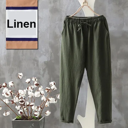 Simple Basic Shift Solid Linen Pants