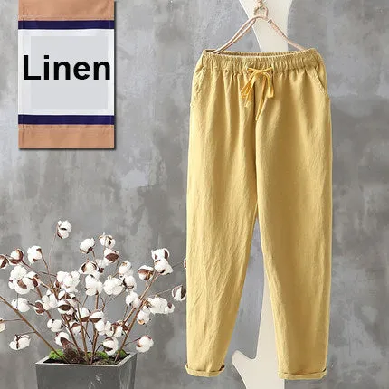 Simple Basic Shift Solid Linen Pants