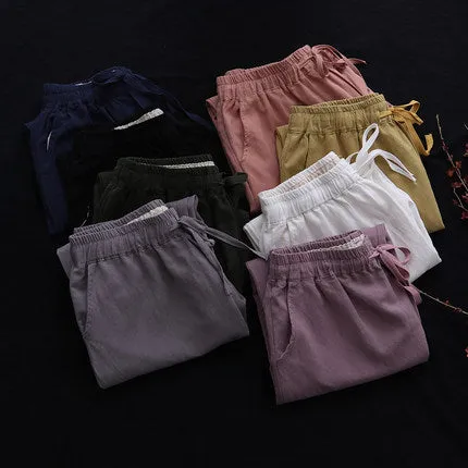 Simple Basic Shift Solid Linen Pants