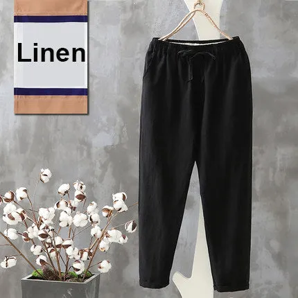 Simple Basic Shift Solid Linen Pants