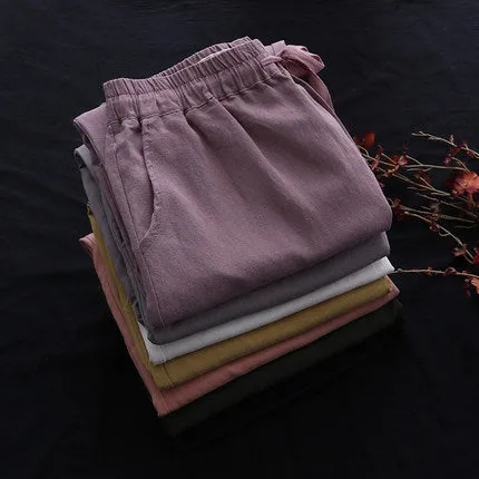 Simple Basic Shift Solid Linen Pants
