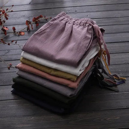 Simple Basic Shift Solid Linen Pants