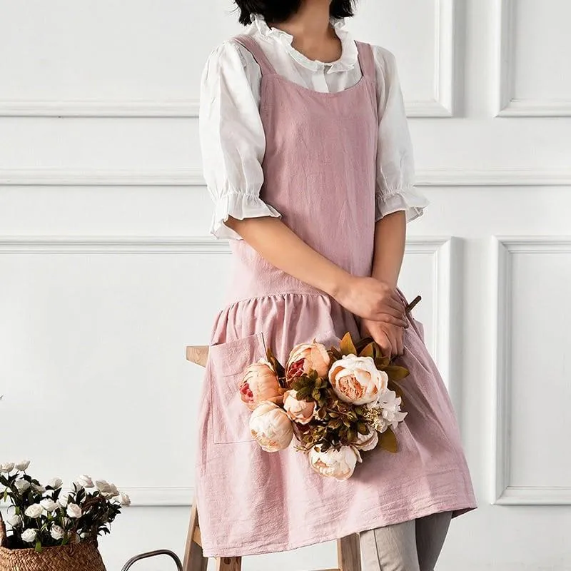 Simple Style Cotton / Linen Apron for Women