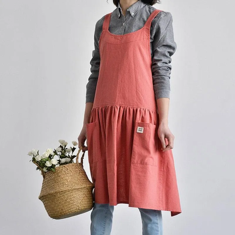 Simple Style Cotton / Linen Apron for Women