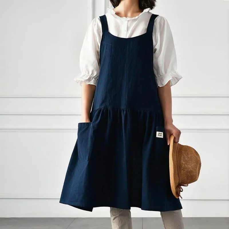 Simple Style Cotton / Linen Apron for Women