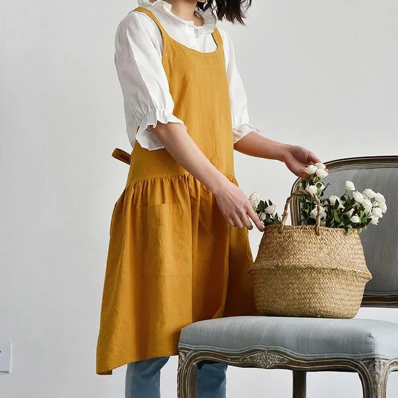 Simple Style Cotton / Linen Apron for Women