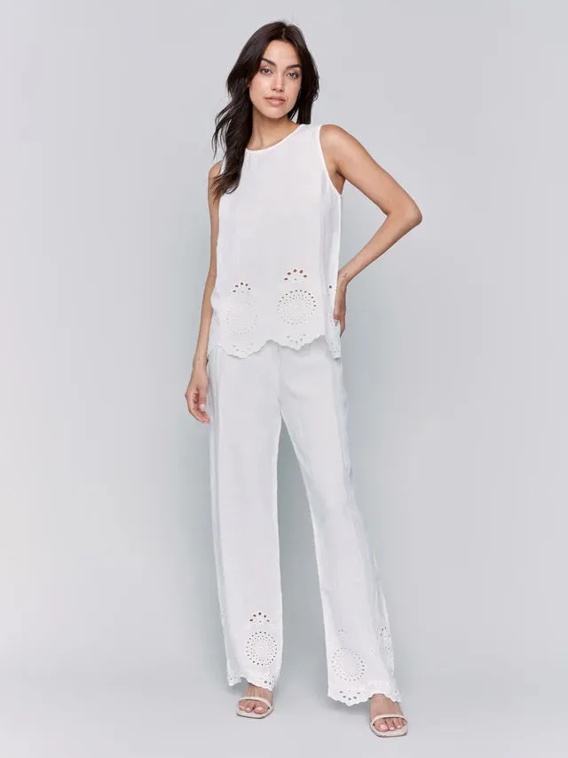 Sleeveless Embroidered Cotton Top C4510E