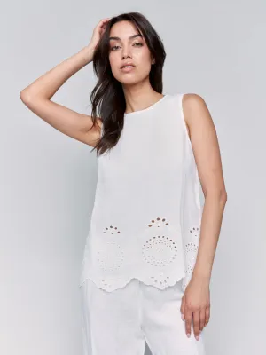 Sleeveless Embroidered Cotton Top C4510E