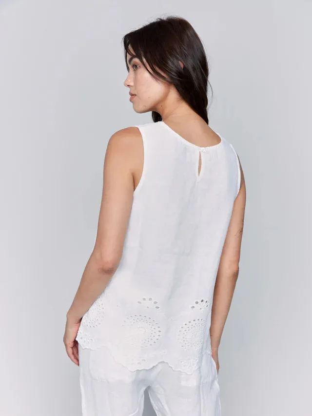 Sleeveless Embroidered Cotton Top C4510E