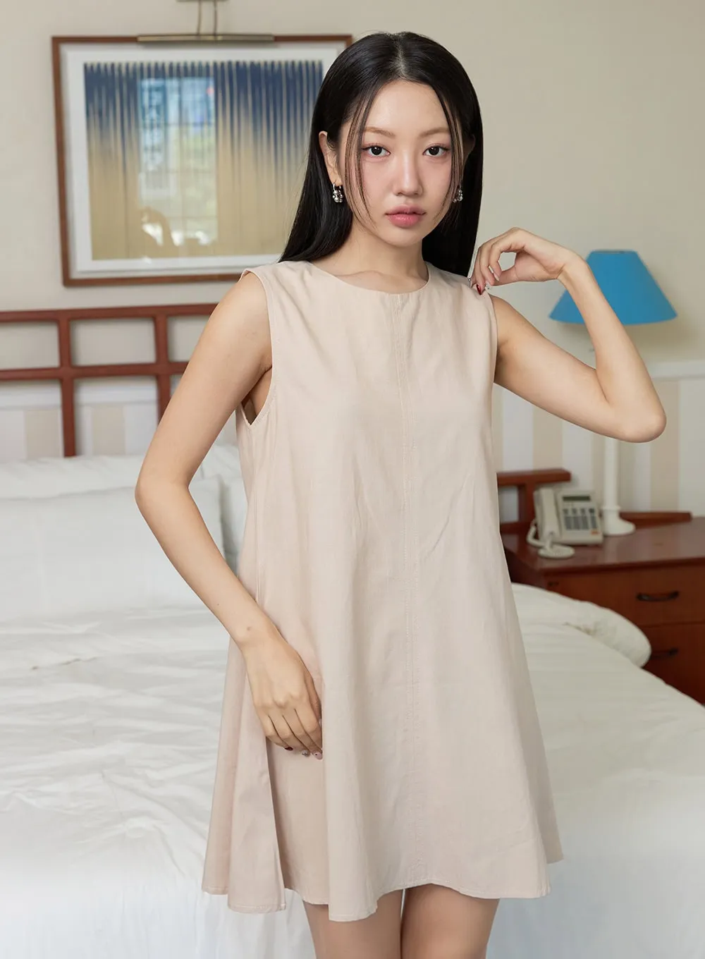 Soft Cotton Sleeveless Mini Dress OY427