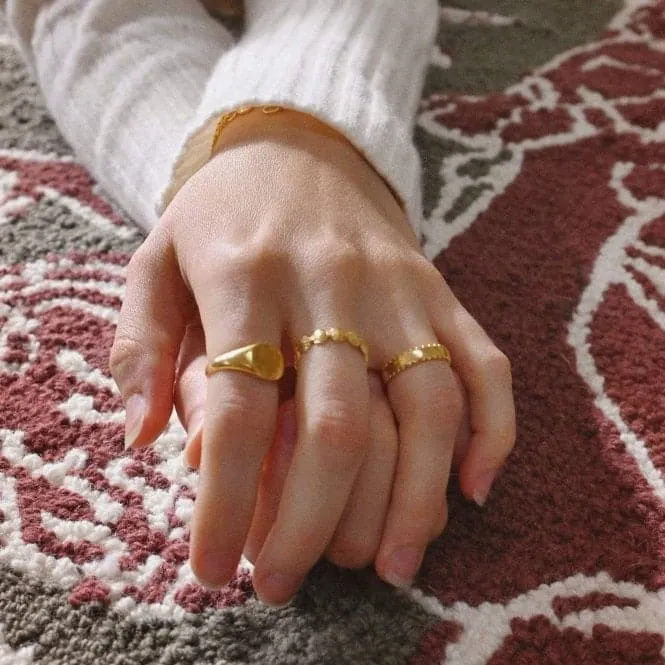 Stacked Beaded Band 18ct Gold Plated Ring SRB9006_GP