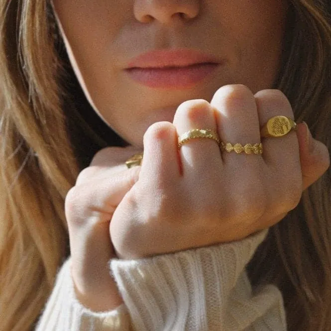 Stacked Beaded Band 18ct Gold Plated Ring SRB9006_GP