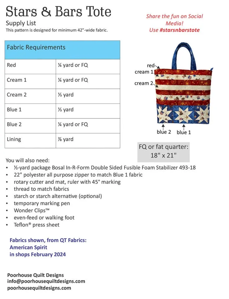 Stars & Bars Tote Pattern