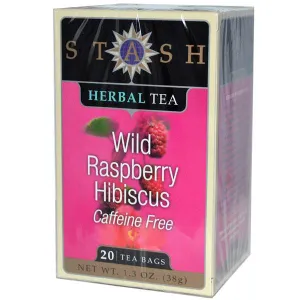 STASH TEA - Wild Raspberry Hibiscus Herbal Tea Caffeine Free - 20 Tea Bags