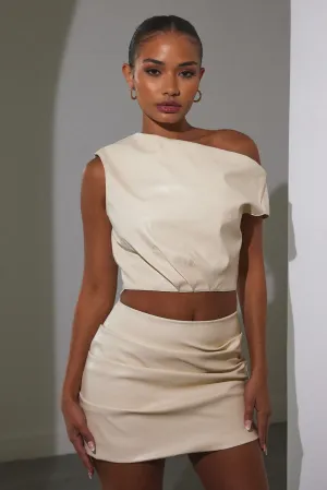 The Leather Drape Set - Cream